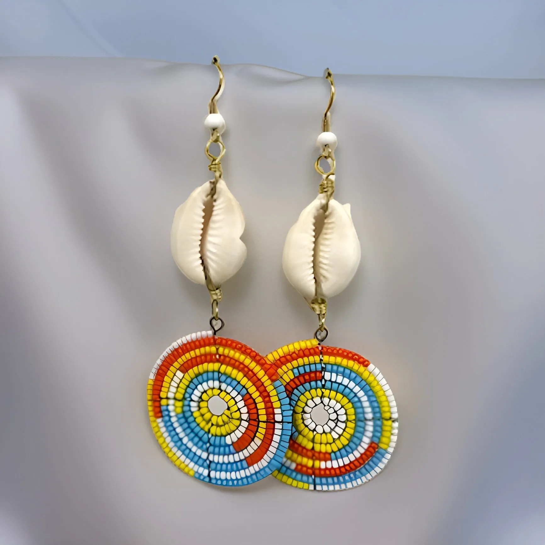 Small Cowrie Shell African Masai Earrings