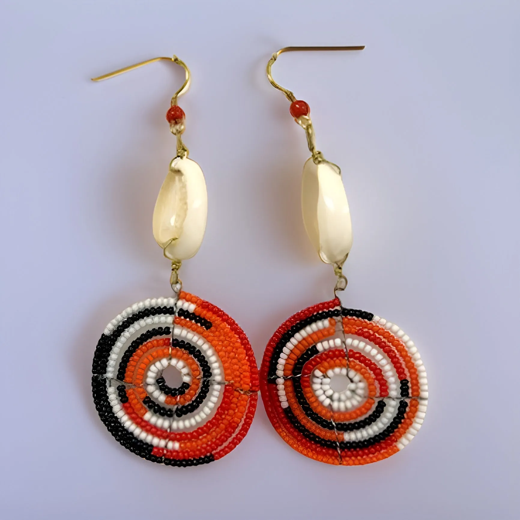 Small Cowrie Shell African Masai Earrings