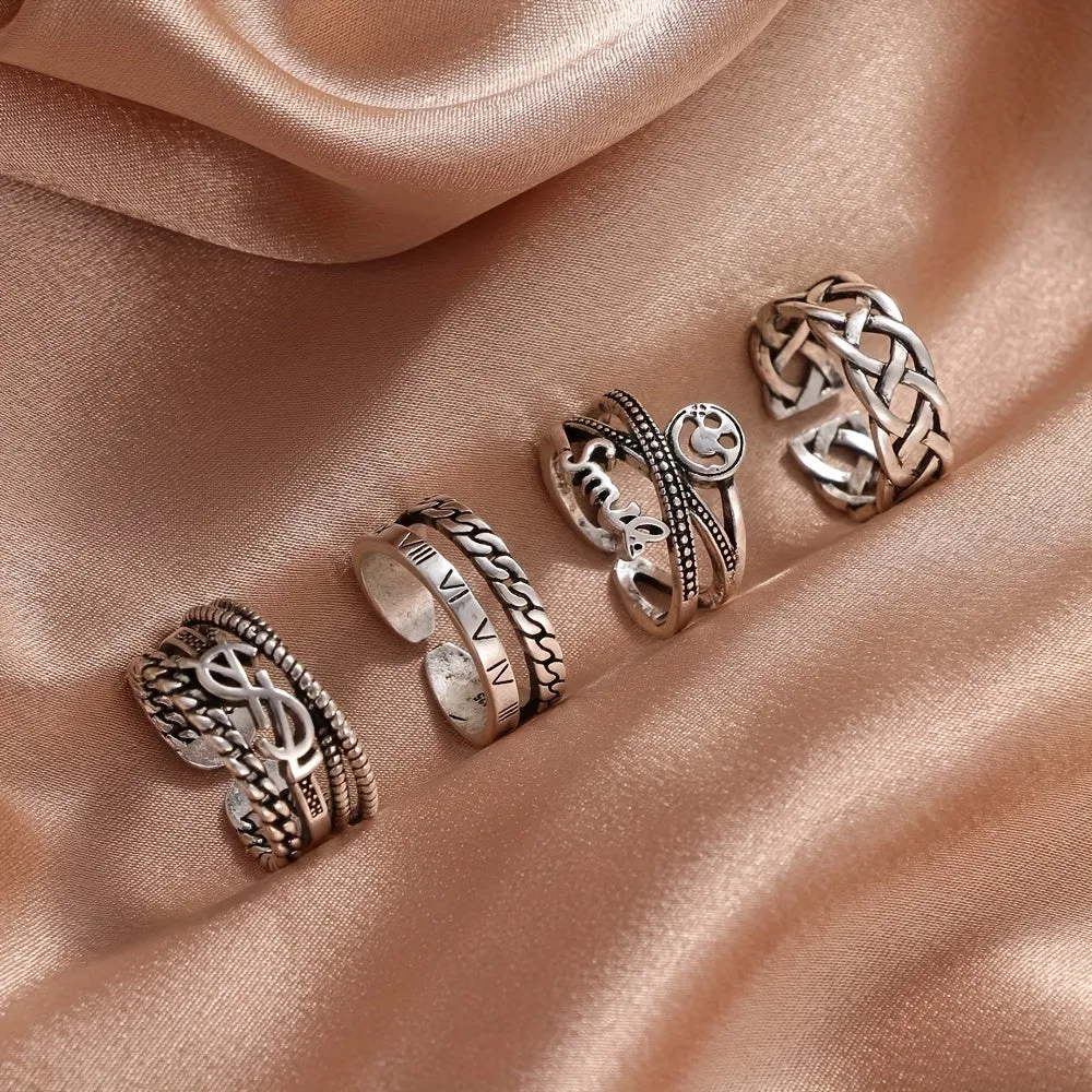 Smile Face Letter Rings For Men Finger Accessories