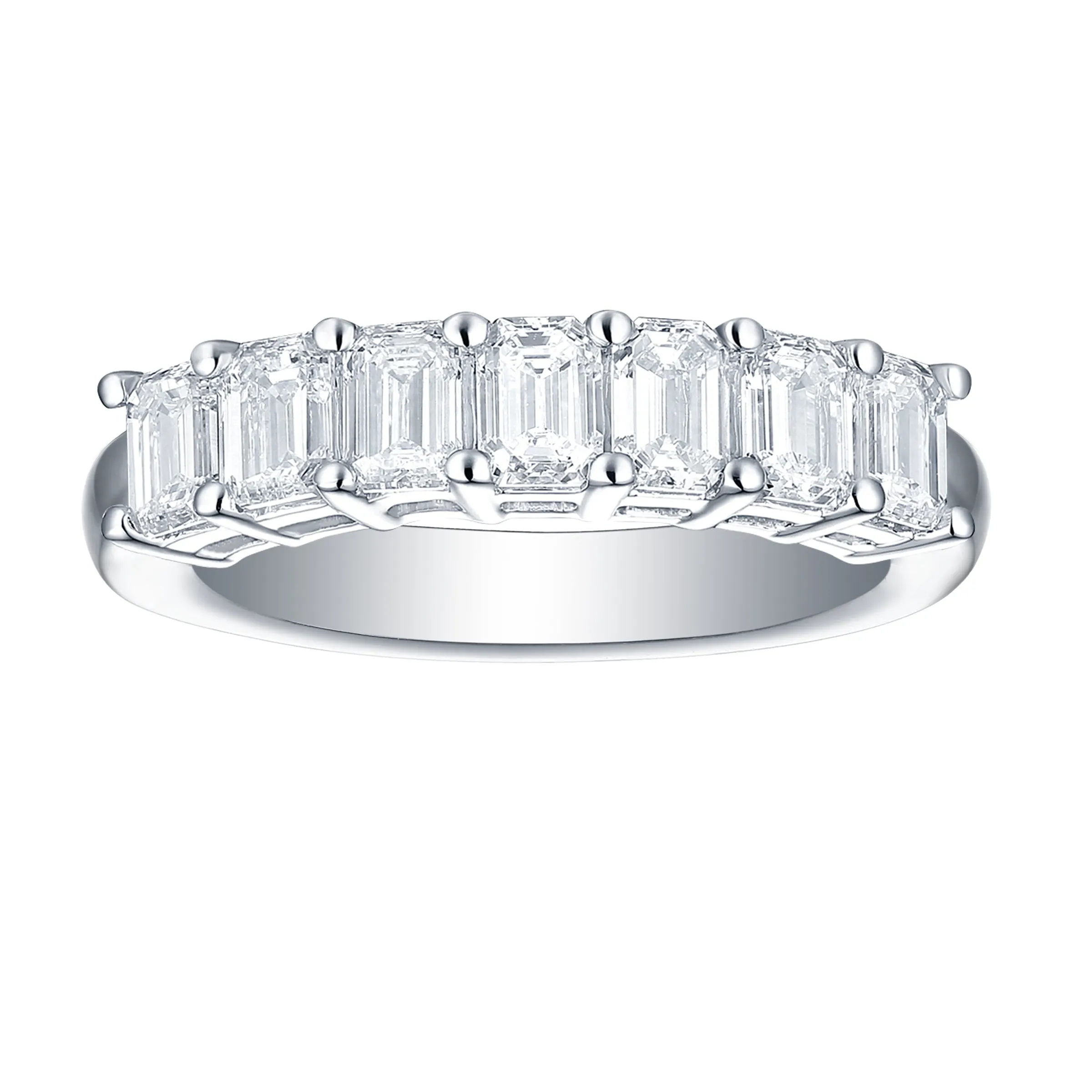 Smiling Rocks Lab Grown Diamond Emerald Half Eternity Band (3 ctw) - SRR-02262WHT