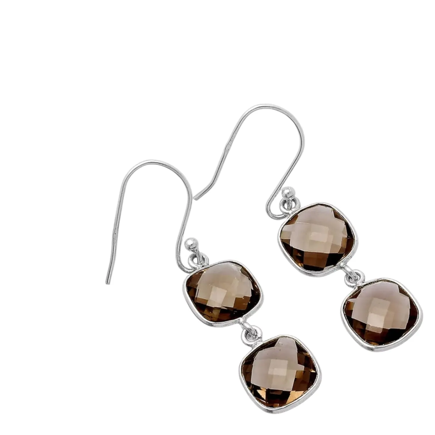 Smoky Topaz Solid 925 Sterling Silver Earrings