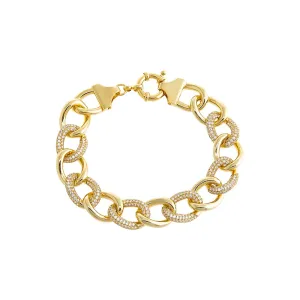Solid/Pave Curved Link Bracelet