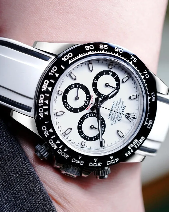 Solitaire Rubber straps in Cookie White for Rolex Daytona 116500LN