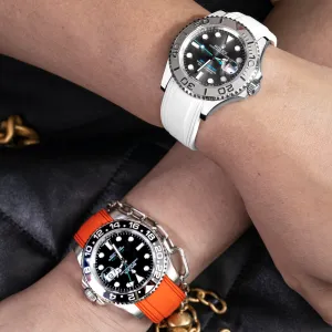 Solitaire Rubber straps in Snowy White & Zesty Orange for Rolex Yacht-Master 116622 & GMT Master II 116710