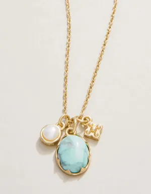 Spartina 449 Coralie Charm Necklace 17" Light Turquoise