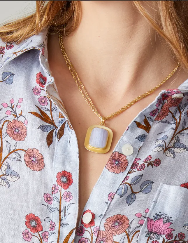 Spartina 449 Mason Necklace 36" - Blue Chalcedony