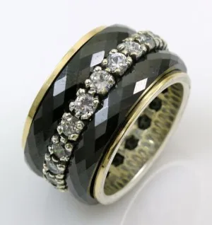Spinner ring for women designer ceramic silver gold spin ring