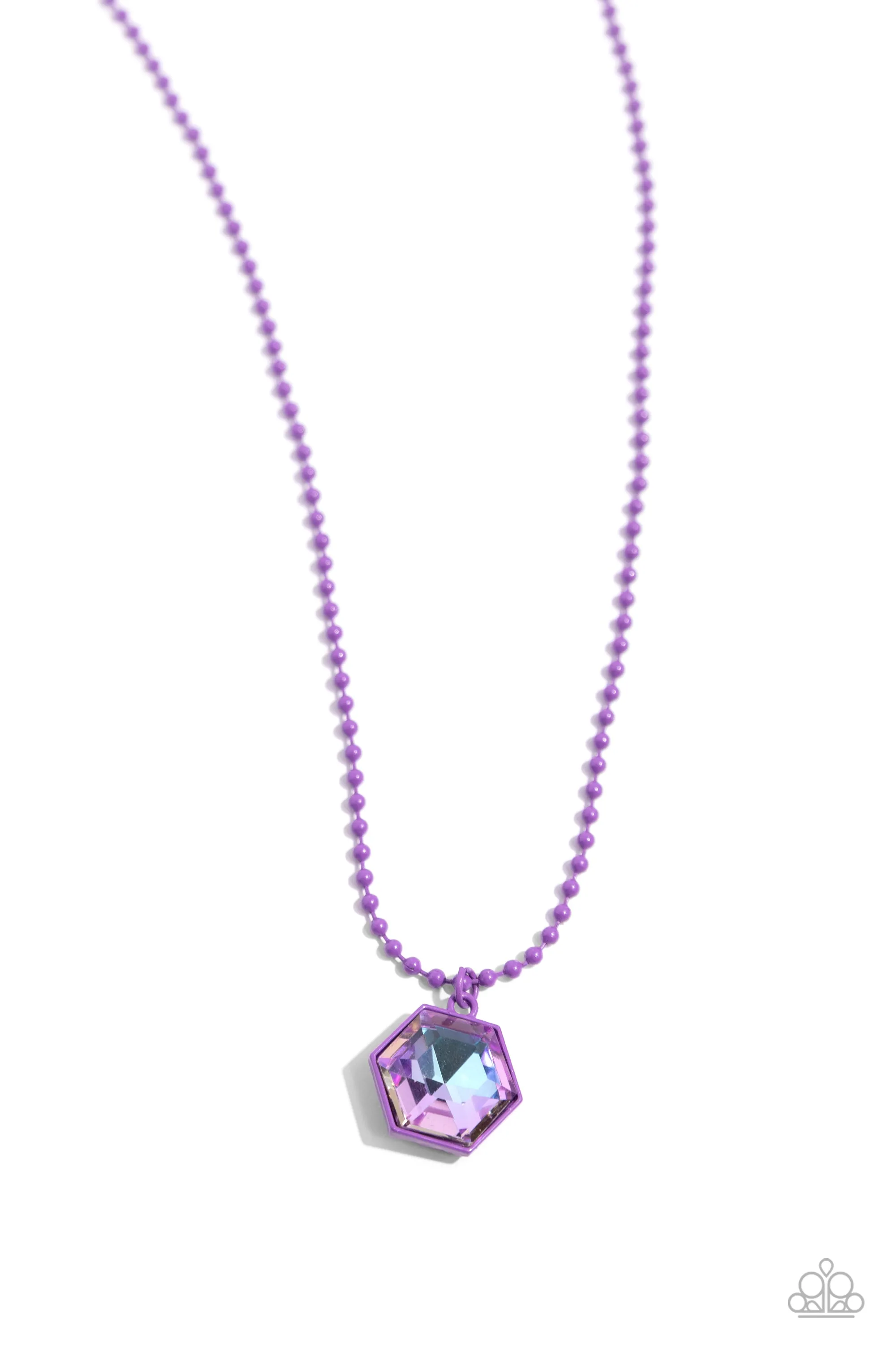 Sprinkle of Simplicity - Purple - Metallic Chain UV Hexagon Gem Paparazzi Short Necklace