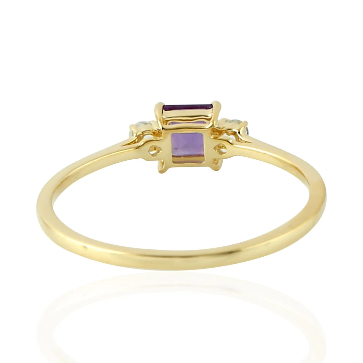 Square Cut Amethysrt Topaz Designer Delicate Ring In 14k Yellow Gold Ring