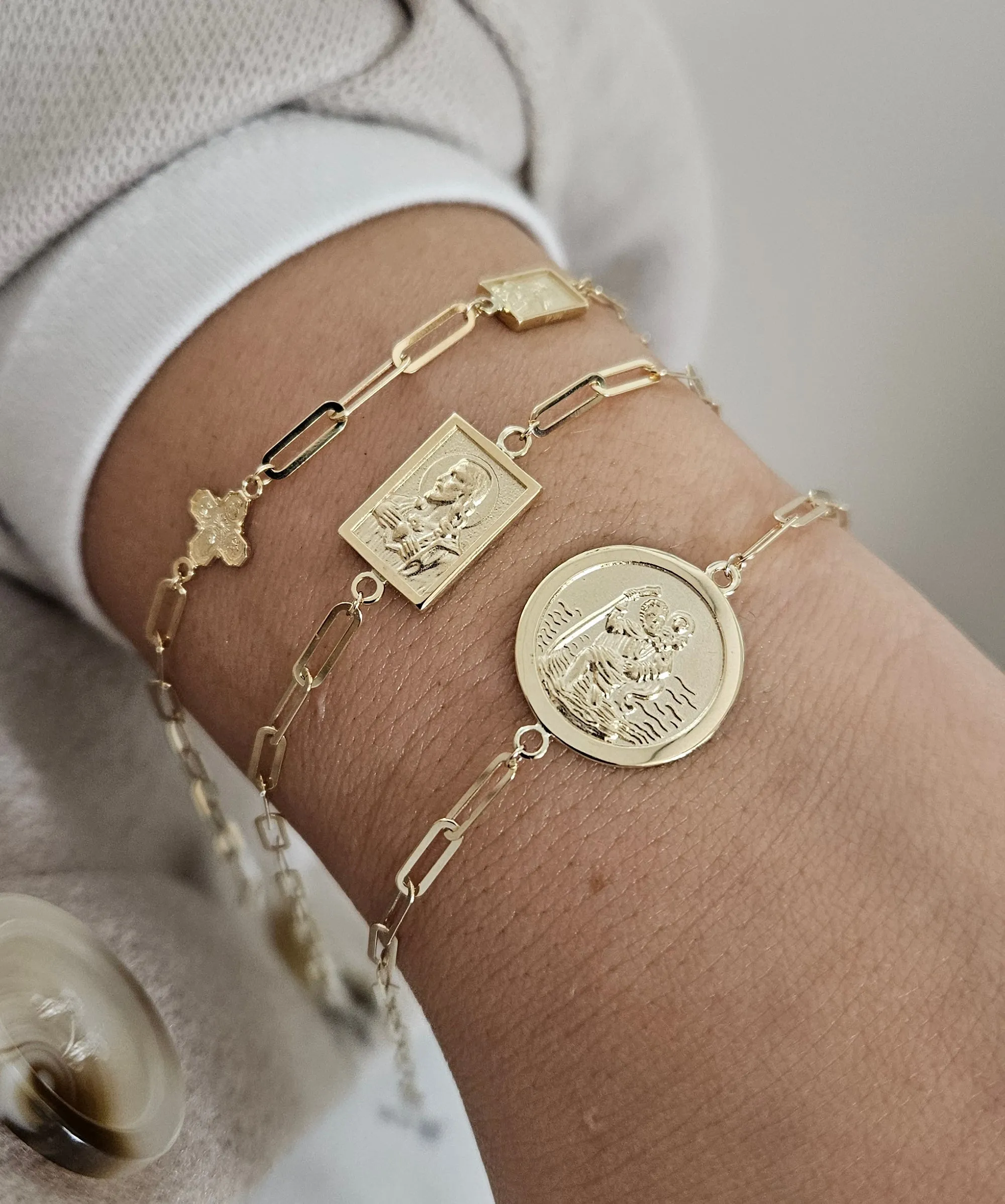 St. Christopher Medal Paperclip Bracelet