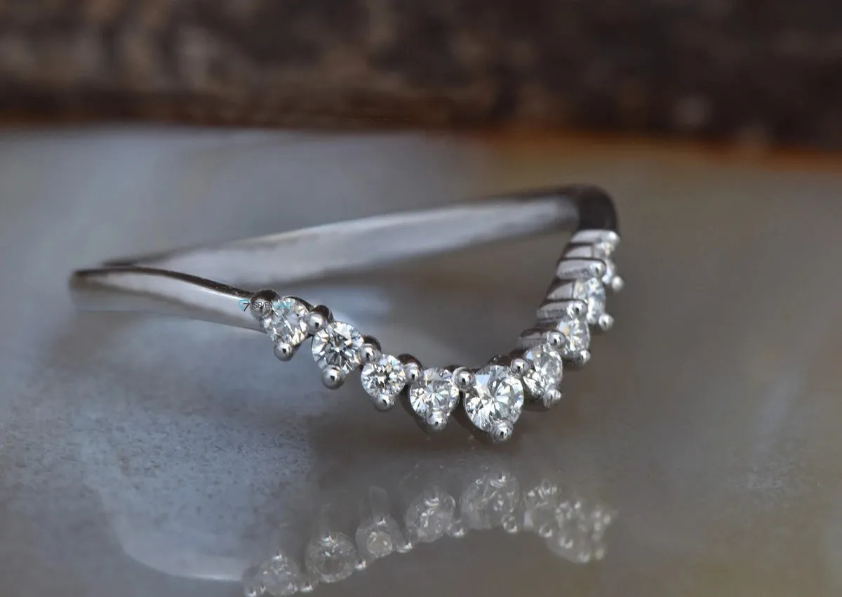 Stacking wedding band-Yellow gold 14k Wedding band-Diamond Eternity Band-Curve wedding band-Minimalist ring-Curved ring-Matching rings