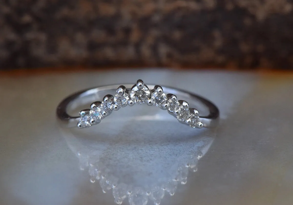 Stacking wedding band-Yellow gold 14k Wedding band-Diamond Eternity Band-Curve wedding band-Minimalist ring-Curved ring-Matching rings