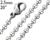 Stainless Steel 20" Round Rollo Chain Necklace 2.5 MM