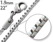 Stainless Steel 22" Box Chain Necklace 1.9 MM
