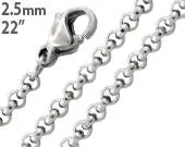 Stainless Steel 22" Round Rollo Chain Necklace 2.5 MM