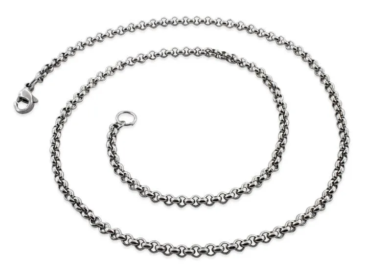 Stainless Steel 22" Round Rollo Chain Necklace 3.0 MM