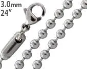 Stainless Steel 24" Bead Chain Necklace 3.0 MM