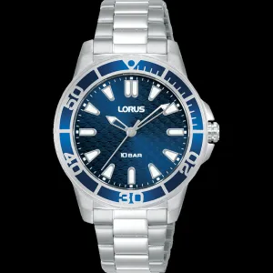 Stainless Steel Ladies Sports Watch 100M Blue Dial