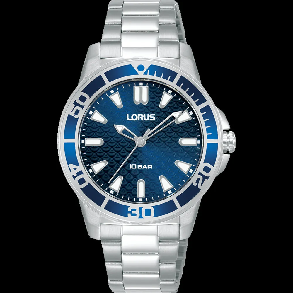 Stainless Steel Ladies Sports Watch 100M Blue Dial