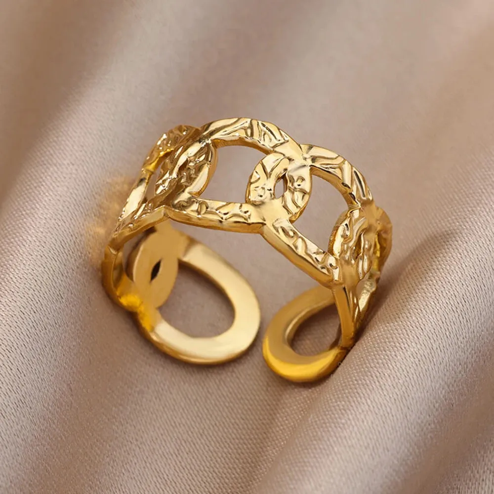 Stainless Steel Rings For Women Men Gold Color Engagement Wedding Party Ring Female Male Finger Jewelry Birthday Gift
