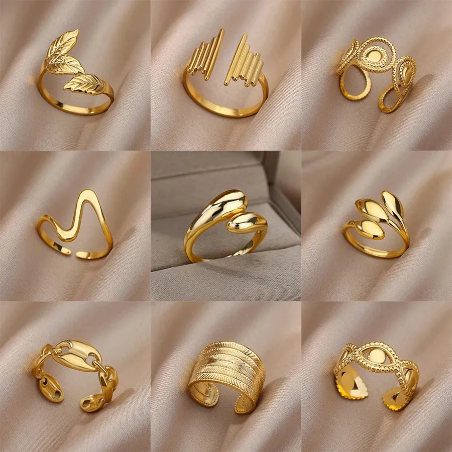 Stainless Steel Rings For Women Men Gold Color Engagement Wedding Party Ring Female Male Finger Jewelry Birthday Gift