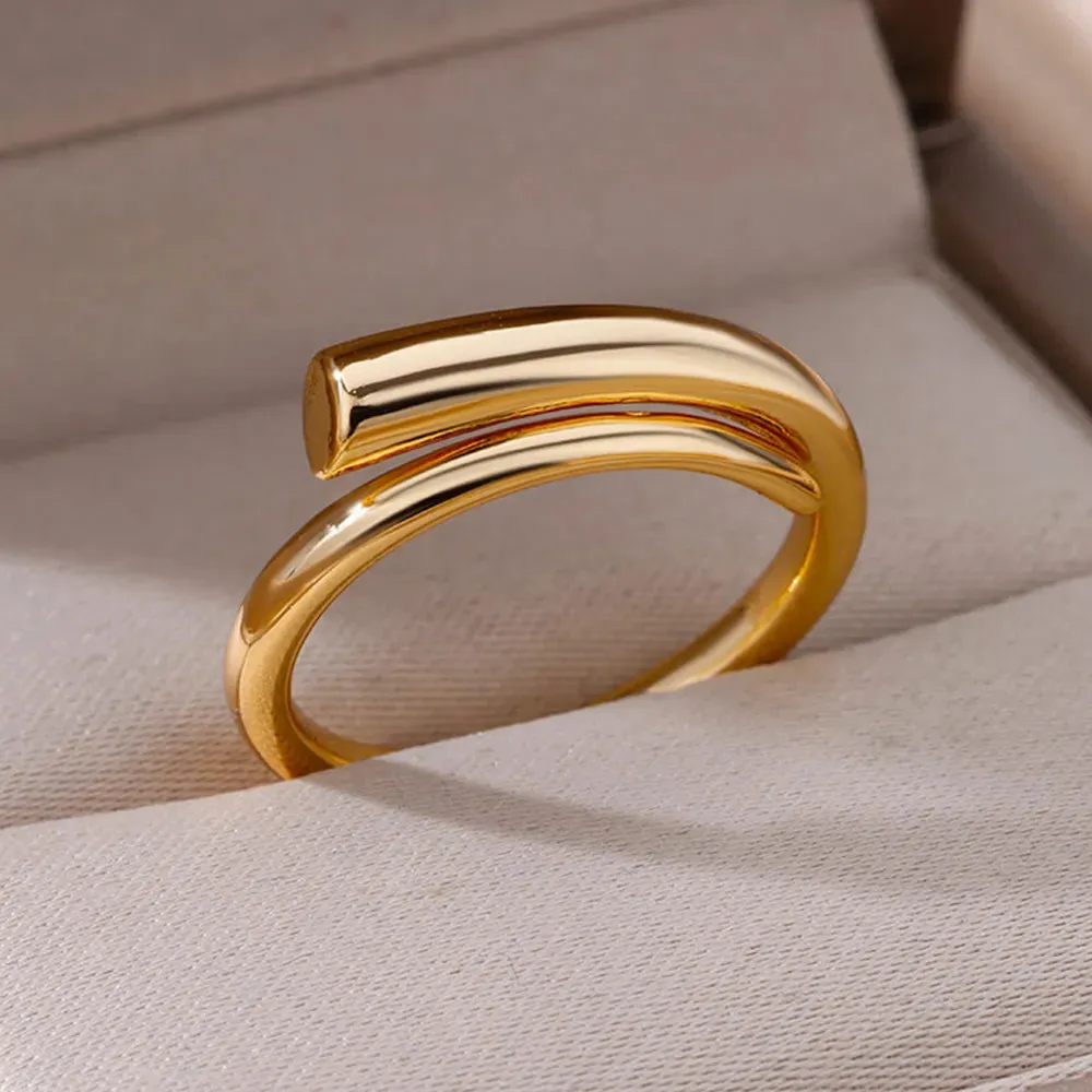 Stainless Steel Rings For Women Men Gold Color Engagement Wedding Party Ring Female Male Finger Jewelry Birthday Gift