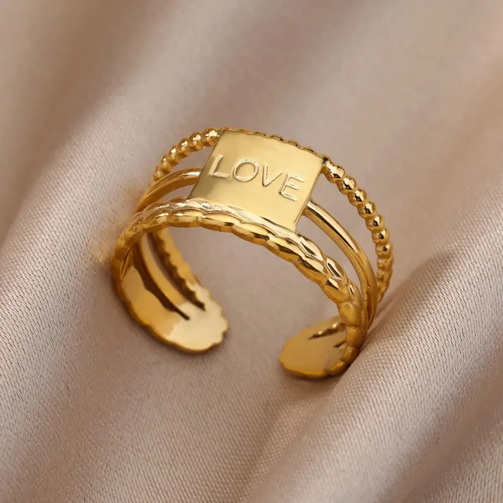 Stainless Steel Rings For Women Men Gold Color Engagement Wedding Party Ring Female Male Finger Jewelry Birthday Gift