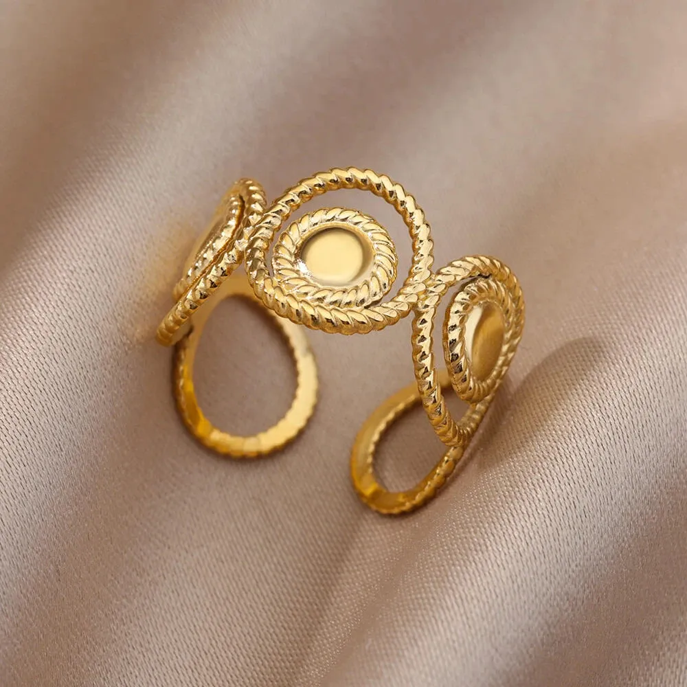 Stainless Steel Rings For Women Men Gold Color Engagement Wedding Party Ring Female Male Finger Jewelry Birthday Gift