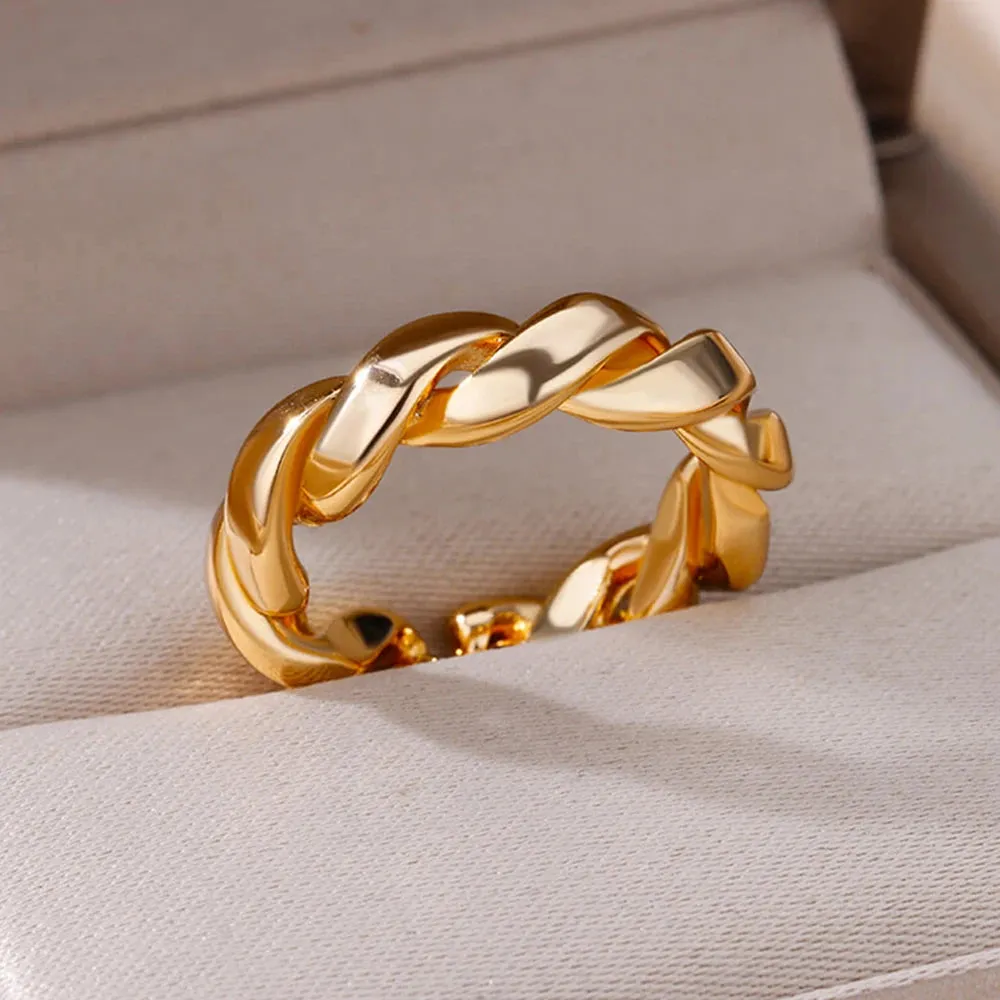 Stainless Steel Rings For Women Men Gold Color Engagement Wedding Party Ring Female Male Finger Jewelry Birthday Gift
