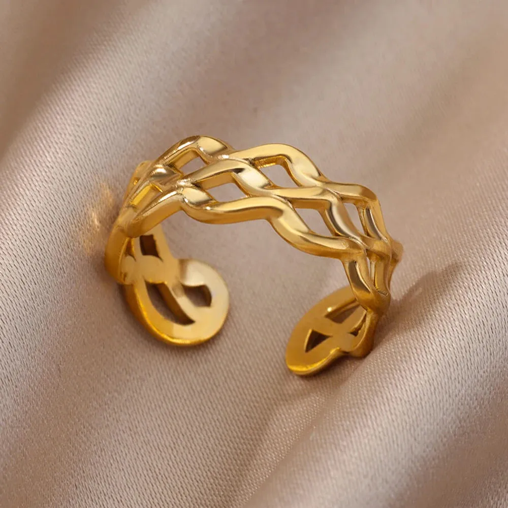 Stainless Steel Rings For Women Men Gold Color Engagement Wedding Party Ring Female Male Finger Jewelry Birthday Gift