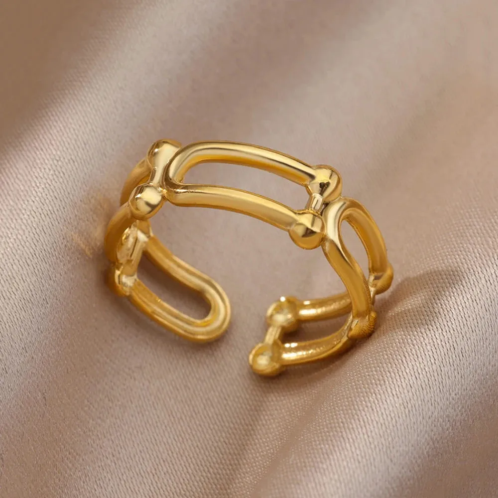 Stainless Steel Rings For Women Men Gold Color Engagement Wedding Party Ring Female Male Finger Jewelry Birthday Gift