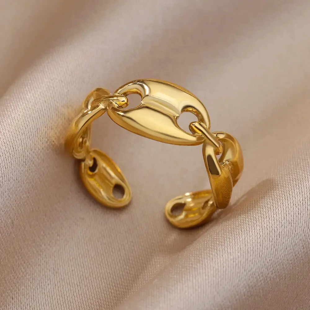 Stainless Steel Rings For Women Men Gold Color Engagement Wedding Party Ring Female Male Finger Jewelry Birthday Gift