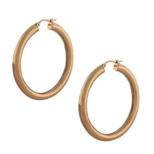 Stainless Steel Rose Gold-Tone Classic Hoop Earrings