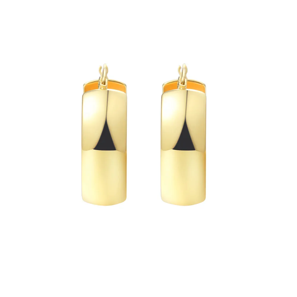 Stainless Steel Yellow Gold-Tone Classic Polished Hoop Earrings 1.0" Diameter