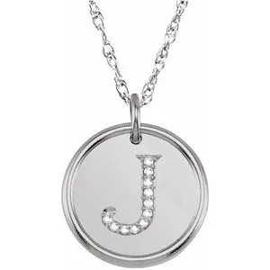 Sterling Silver .06 CTW Natural Diamond Posh Mommy¬Æ Initial J 18" Necklace