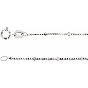 Sterling Silver 1 mm Beaded Curb 18" Chain