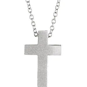 Sterling Silver 13.5x9 mm Scroll Cross 16-18" Necklace