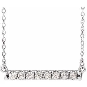 Sterling Silver 1/4 CTW Natural Diamond French-Set Bar 18" Necklace