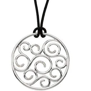 Sterling Silver 1/6 CTW Diamond Pendant on 18" Leather Cord