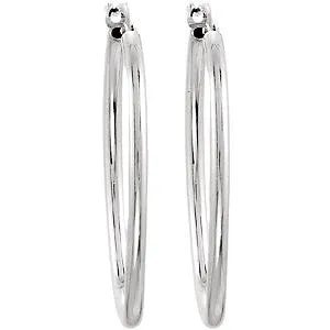 Sterling Silver 18x24mm Oval Tube Hoop Earrings