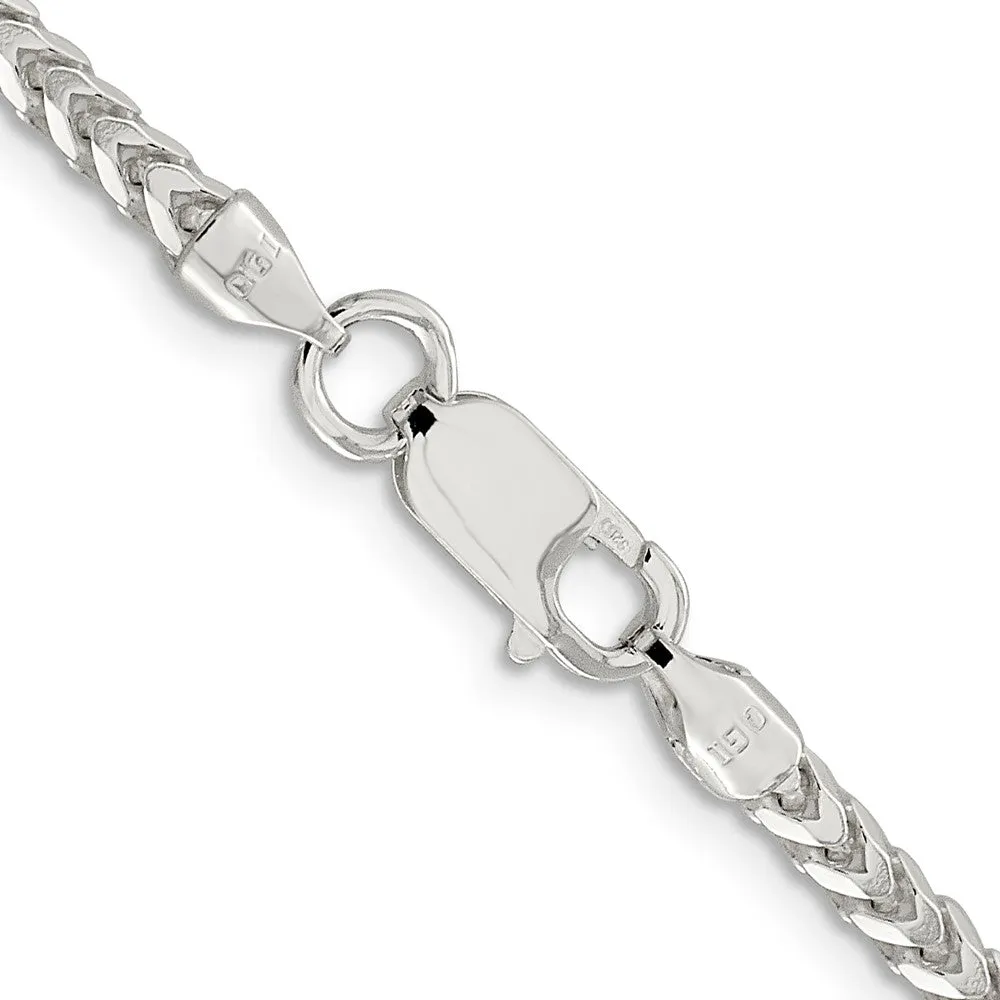 Sterling Silver 3.4mm Dimond-cut Square Franco Chain