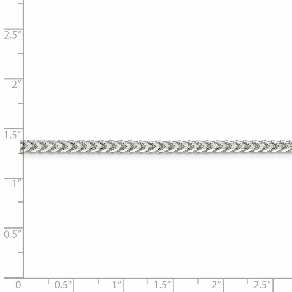 Sterling Silver 3.4mm Dimond-cut Square Franco Chain