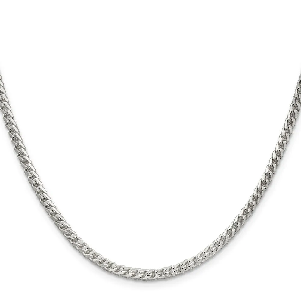 Sterling Silver 3.4mm Dimond-cut Square Franco Chain