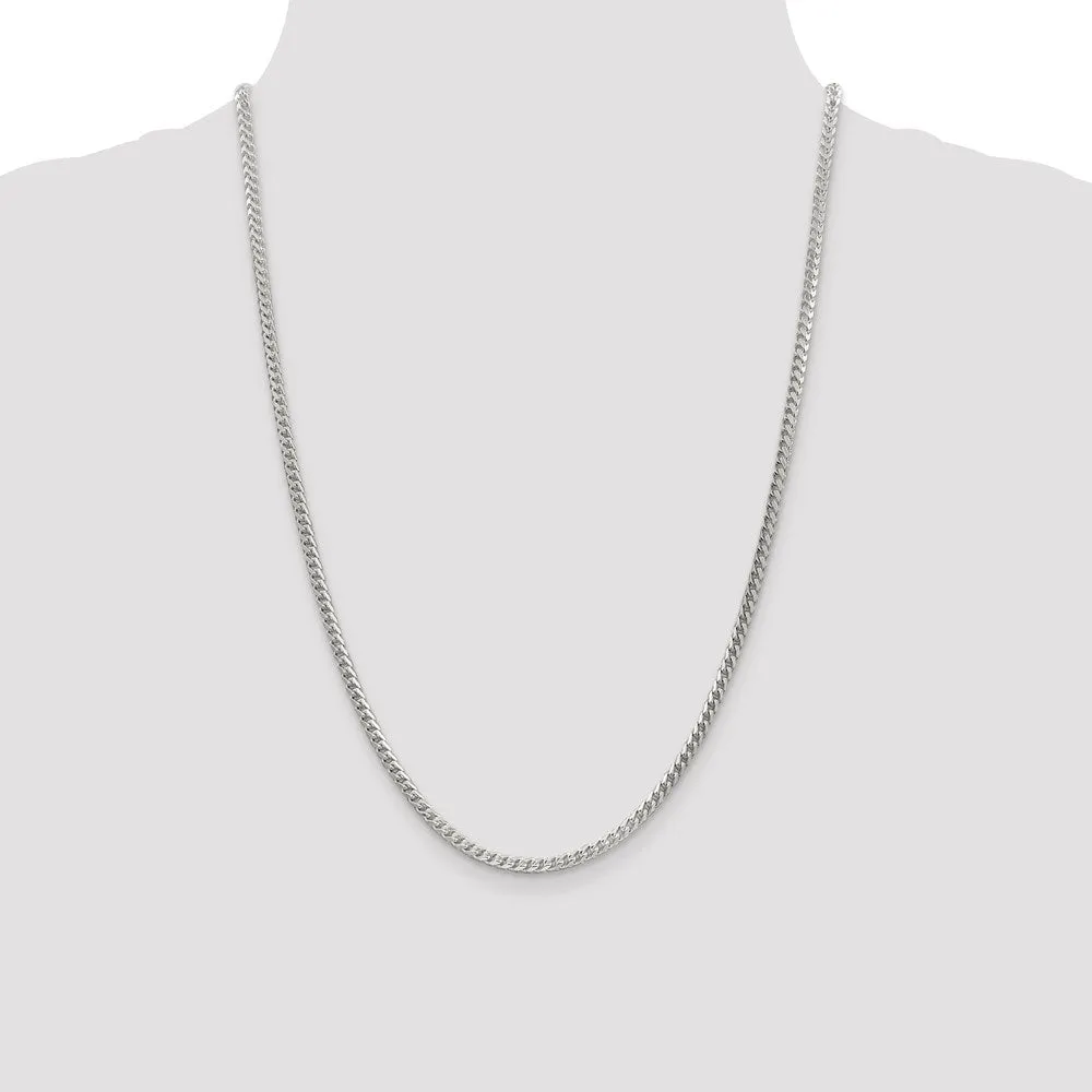 Sterling Silver 3.4mm Dimond-cut Square Franco Chain
