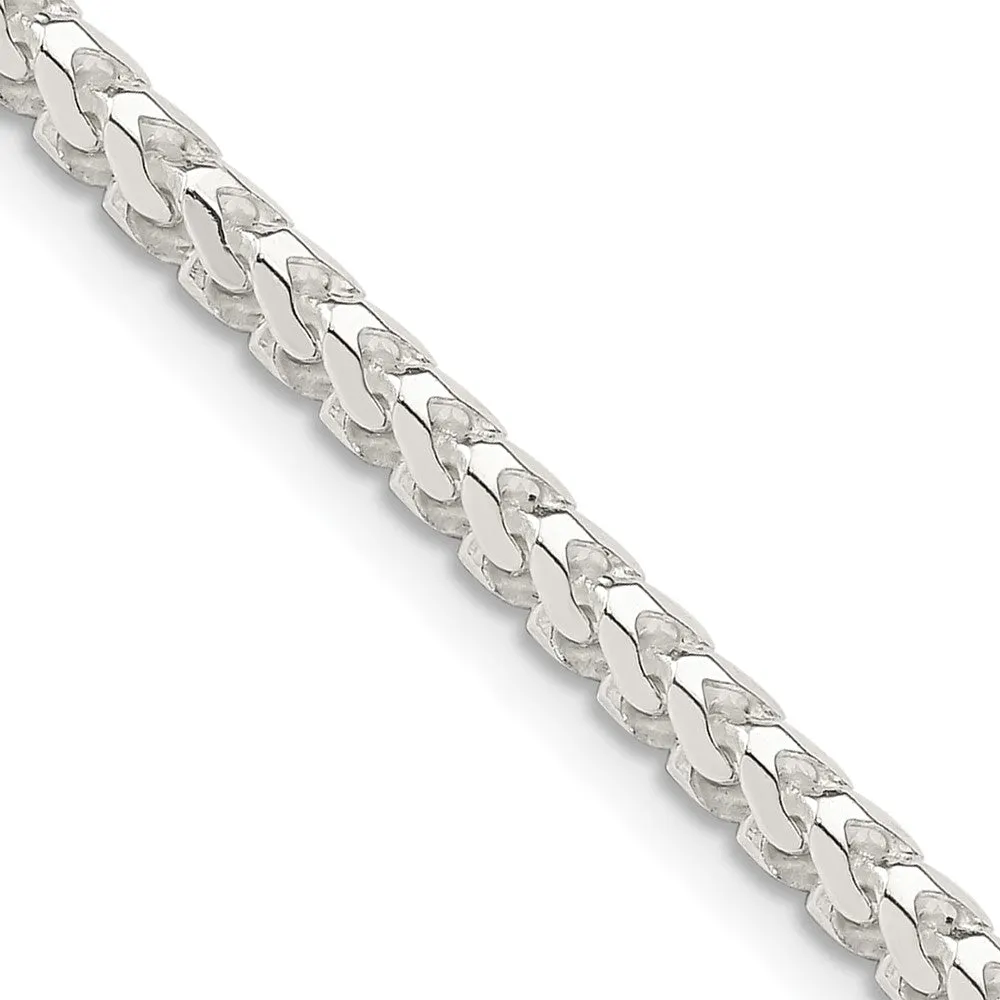 Sterling Silver 3.4mm Dimond-cut Square Franco Chain
