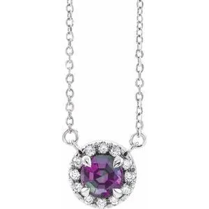 Sterling Silver 3.5 mm Natural Alexandrite & .03 CTW Natural Diamond 18" Necklace