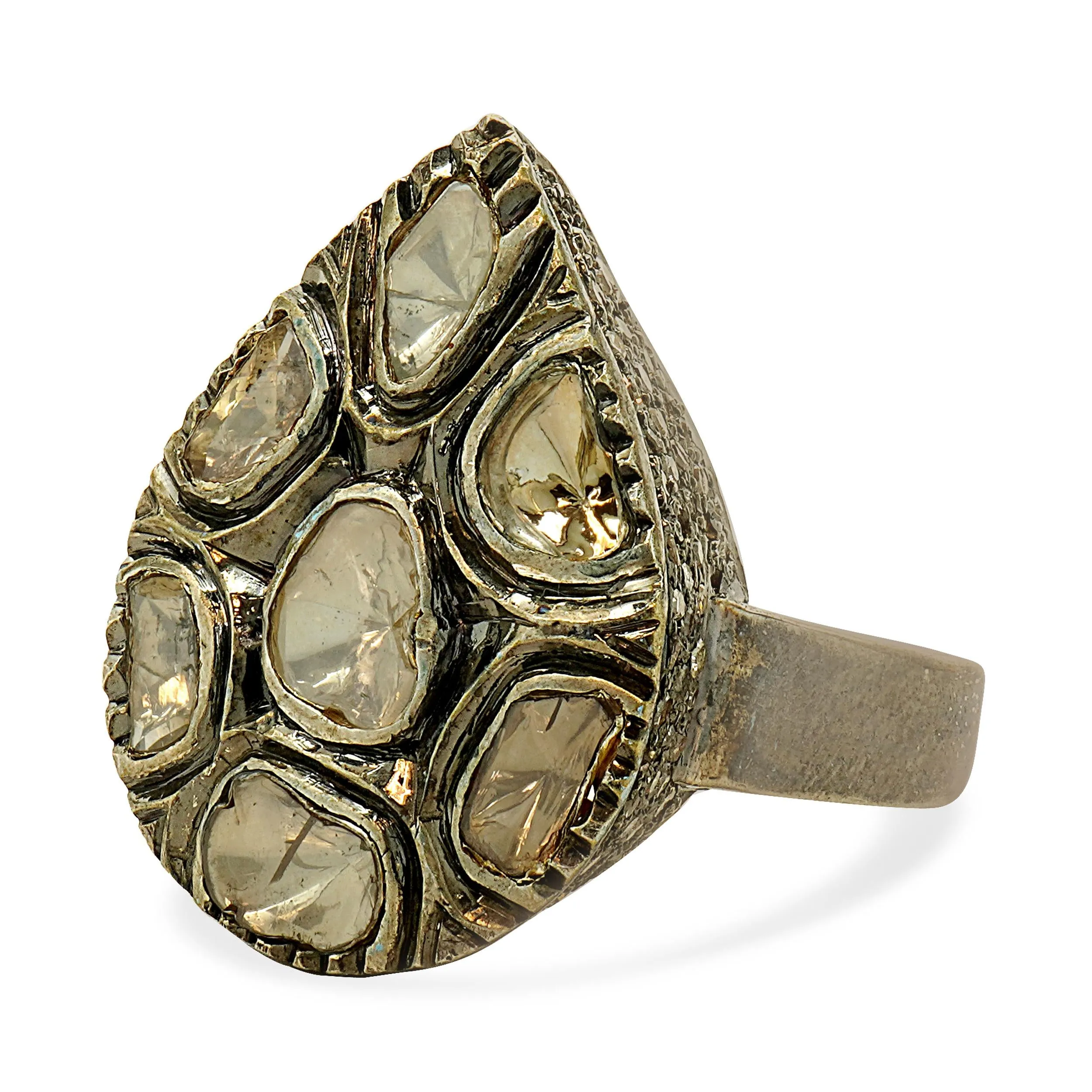 Sterling Silver & 14 Karat Sliced Diamond Cocktail Ring