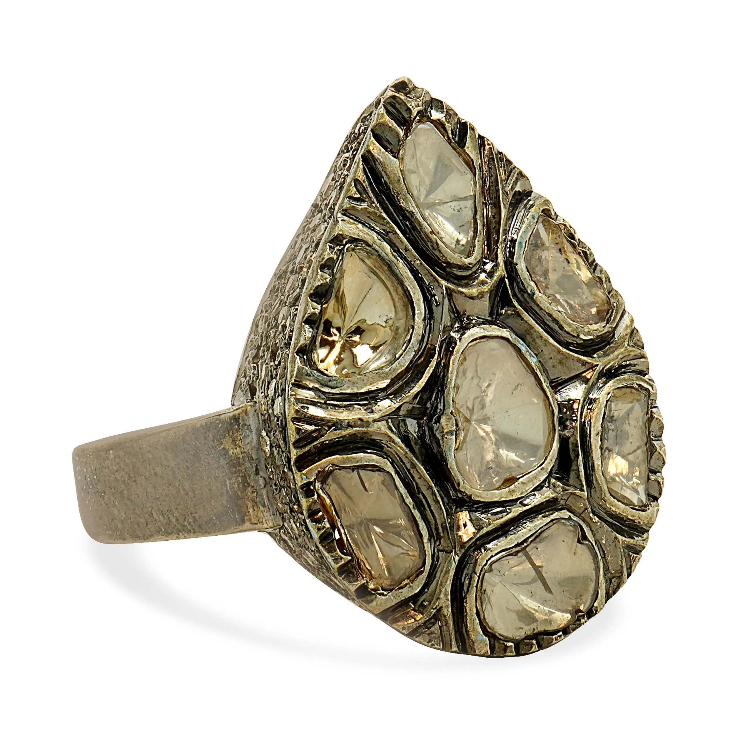 Sterling Silver & 14 Karat Sliced Diamond Cocktail Ring