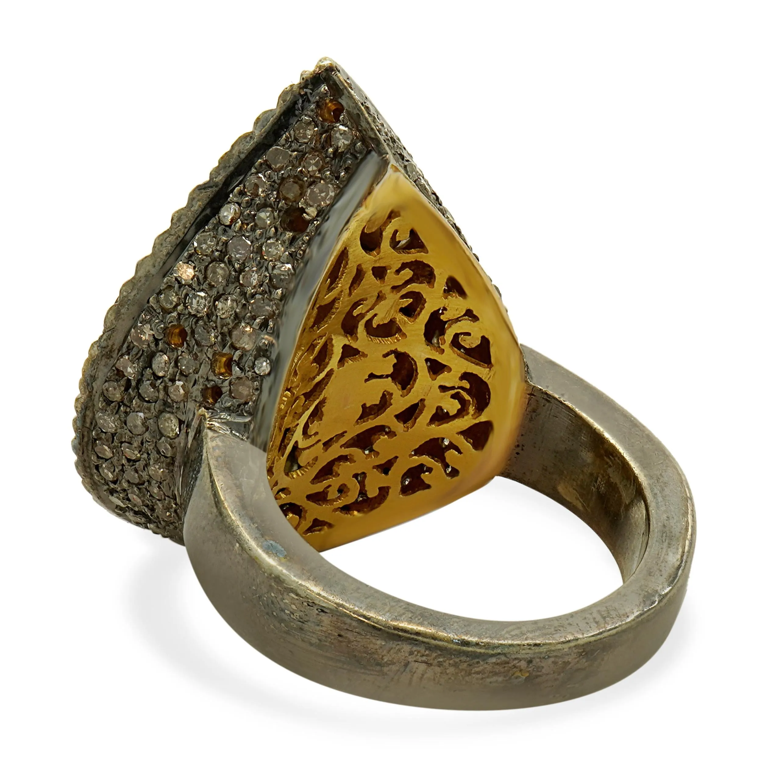 Sterling Silver & 14 Karat Sliced Diamond Cocktail Ring