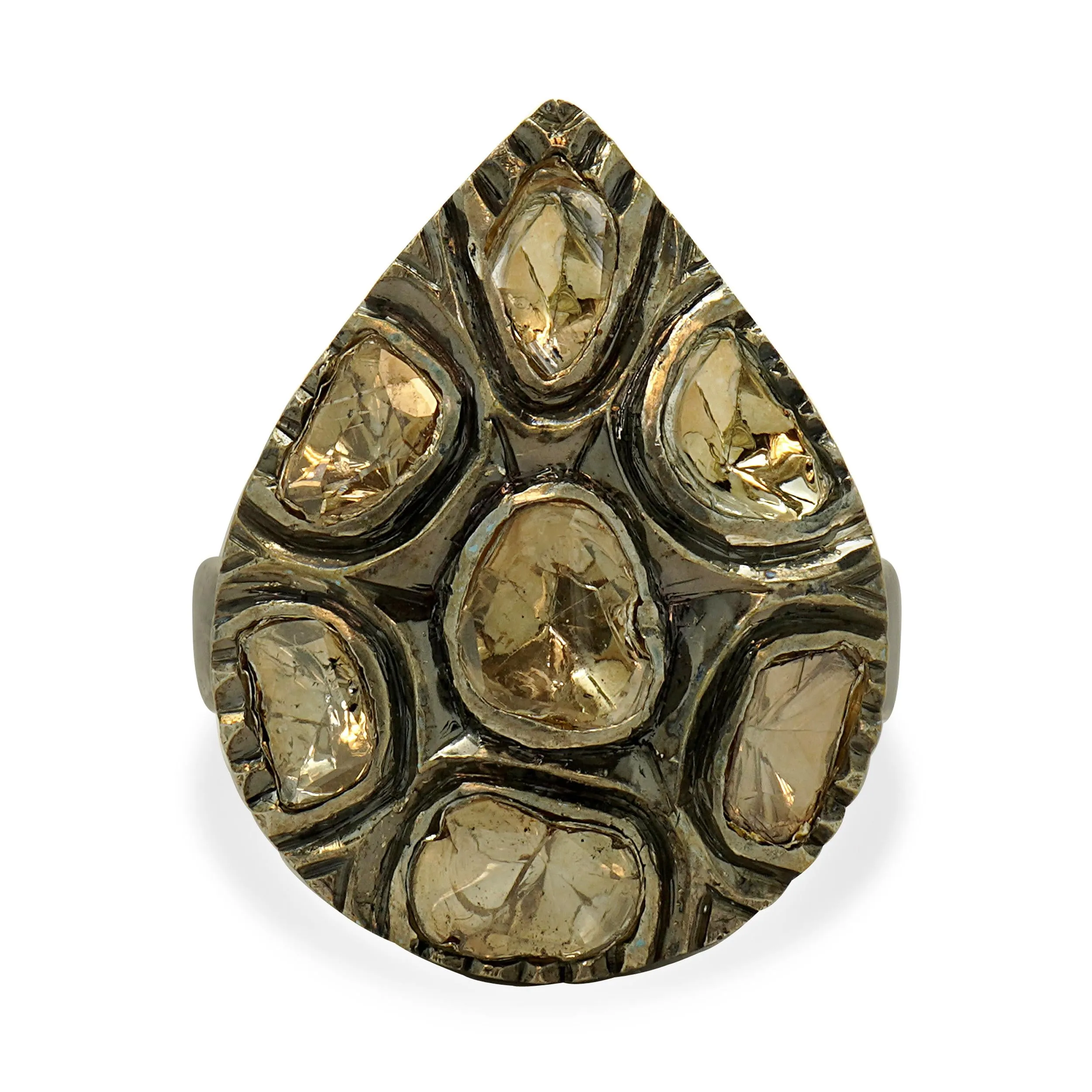 Sterling Silver & 14 Karat Sliced Diamond Cocktail Ring